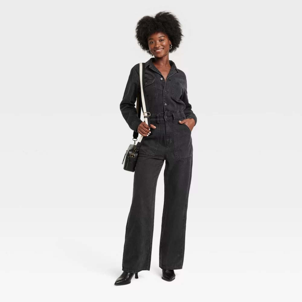 Universal Thread Black Utility Denim Jumpsuit